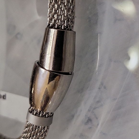 Topaz Necklace Two-Tone Cable Pebble Mesh Chain Gold Accents - Picture 8 of 9